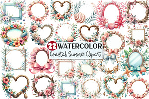 Coquette Coastal Summer Frame, an Illustration by Rose Art