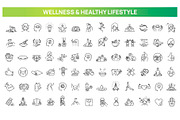 Wellness and Healthy Line Icons Set, an Outline Icon by Tettygreen (Thumbnail 1 of 3)