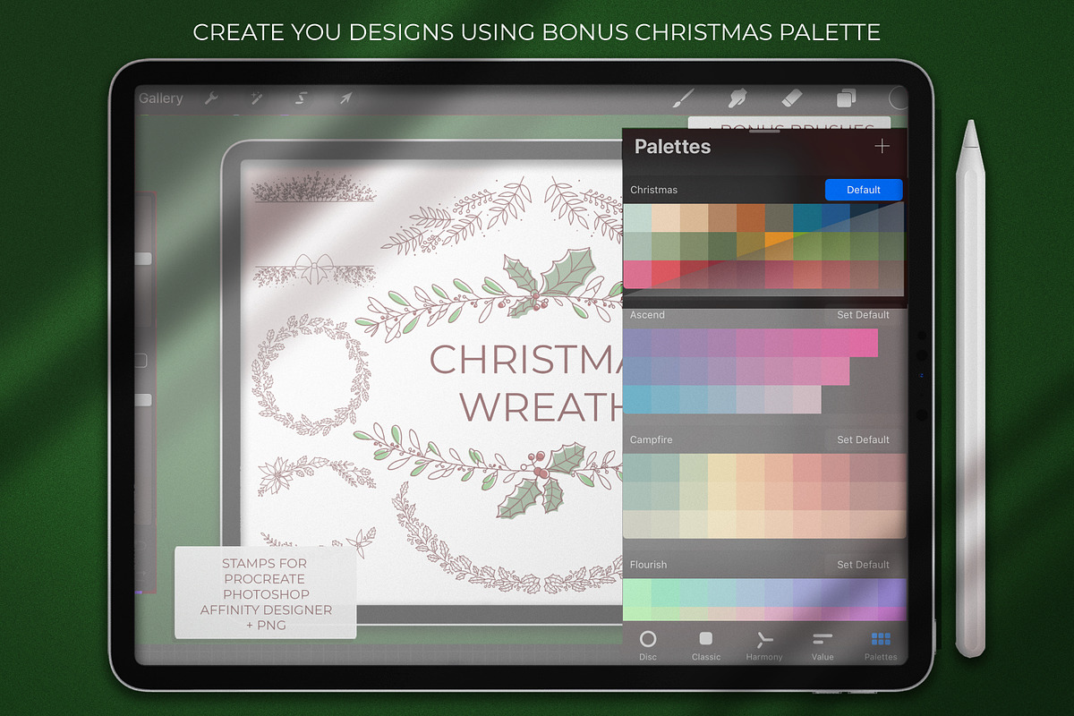 Christmas Wreath Stamps, a Brush Add-On by SmuffizStudio (Photo 3 of 4)