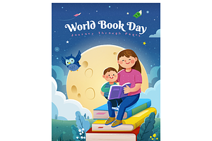 Serene World Book Day Poster, an Education Illustration by TotallypicRF