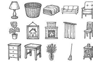 Home Interior Set, an Object Graphic by nikagraphic