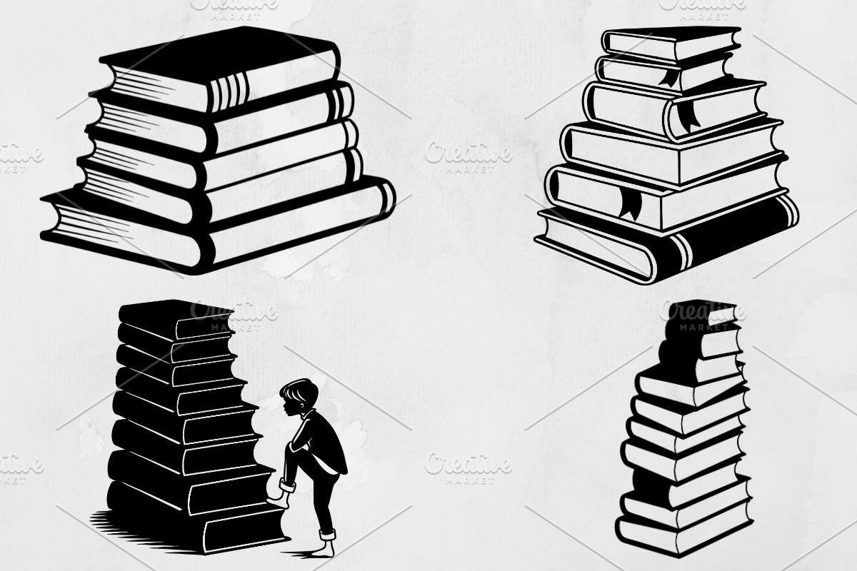Book Stacks Silhouette SVG, an Education Illustration by newminddesign (Photo 1 of 3)