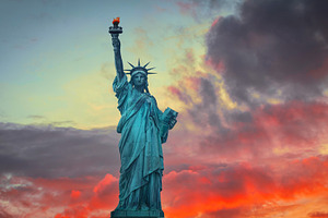 Sunset over the Statue of Liberty, a Photo by Pictures for you!!!!!!!!!