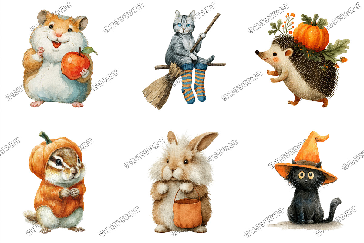 Whimsical Halloween Animal Clipart, a Graphic by designcity5 (Photo 3 of 5)