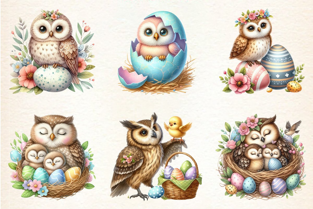 Easter Owl Sublimation Clipart, an Illustration by DreamArtGraphic (Photo 3 of 4)