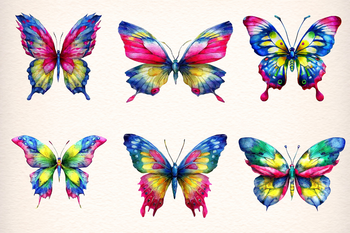 Watercolor Butterfly Clipart, an Animal Illustration by Digital Artistic99 (Photo 2 of 11)