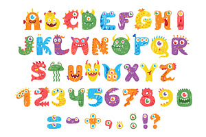 Kids monster letters. Chalk drawing, an Object Illustration by Valerie Bodnar