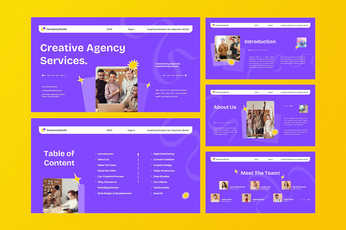 Purple Creative Agency Google Slide, a Presentation Template by Aiyari Graphic (Photo 2 of 5)