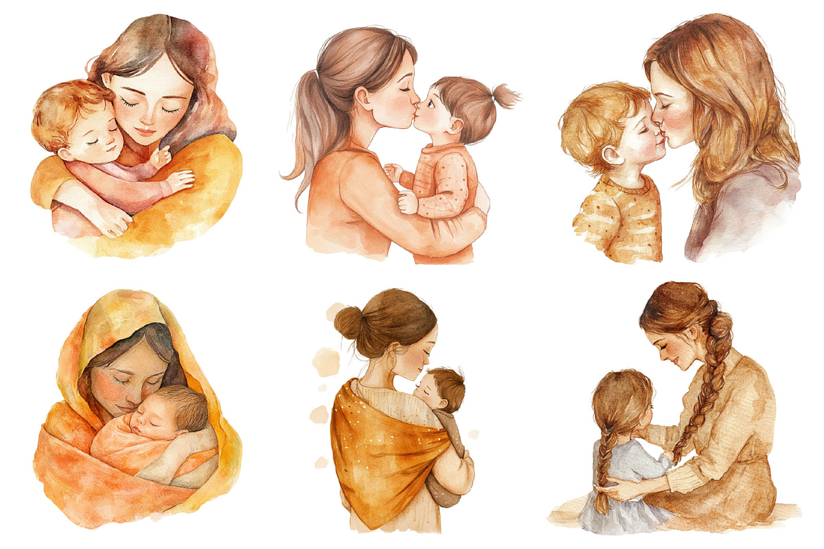 Peach Mother and Child Mother's Day, an Illustration by SinaCreation (Photo 3 of 5)