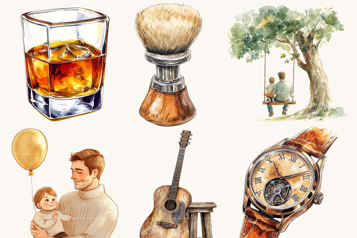 Watercolor Fathers Day Clipart, a Person Illustration by SparkyDesignsUS (Photo 3 of 10)