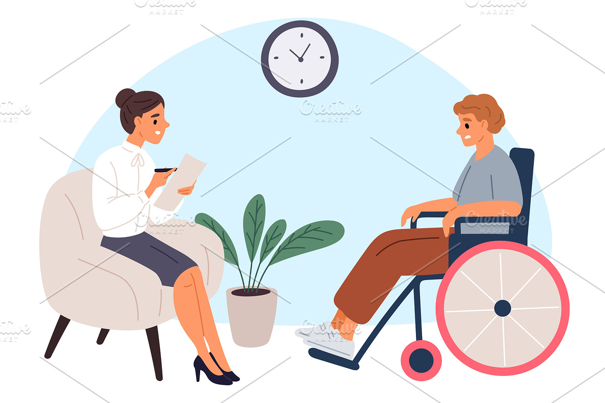 Female therapist conducts, a Healthcare Illustration by Vectorbuum