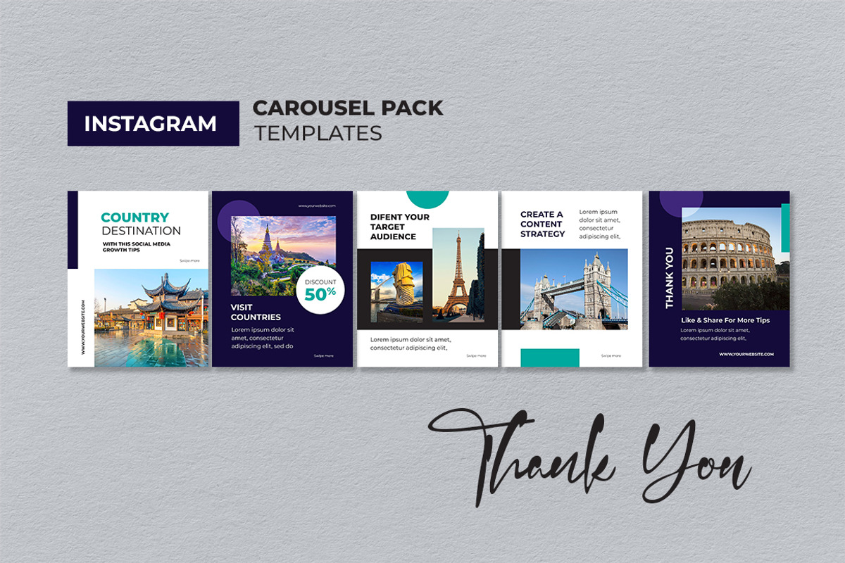 Blue Destination Instagram Carousel, a Social Media Template by UICreative (Photo 3 of 4)