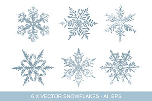 Vintage Snowflakes Vector Clipart