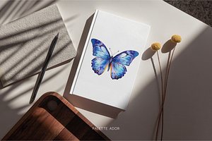 Watercolor Blue Butterflies