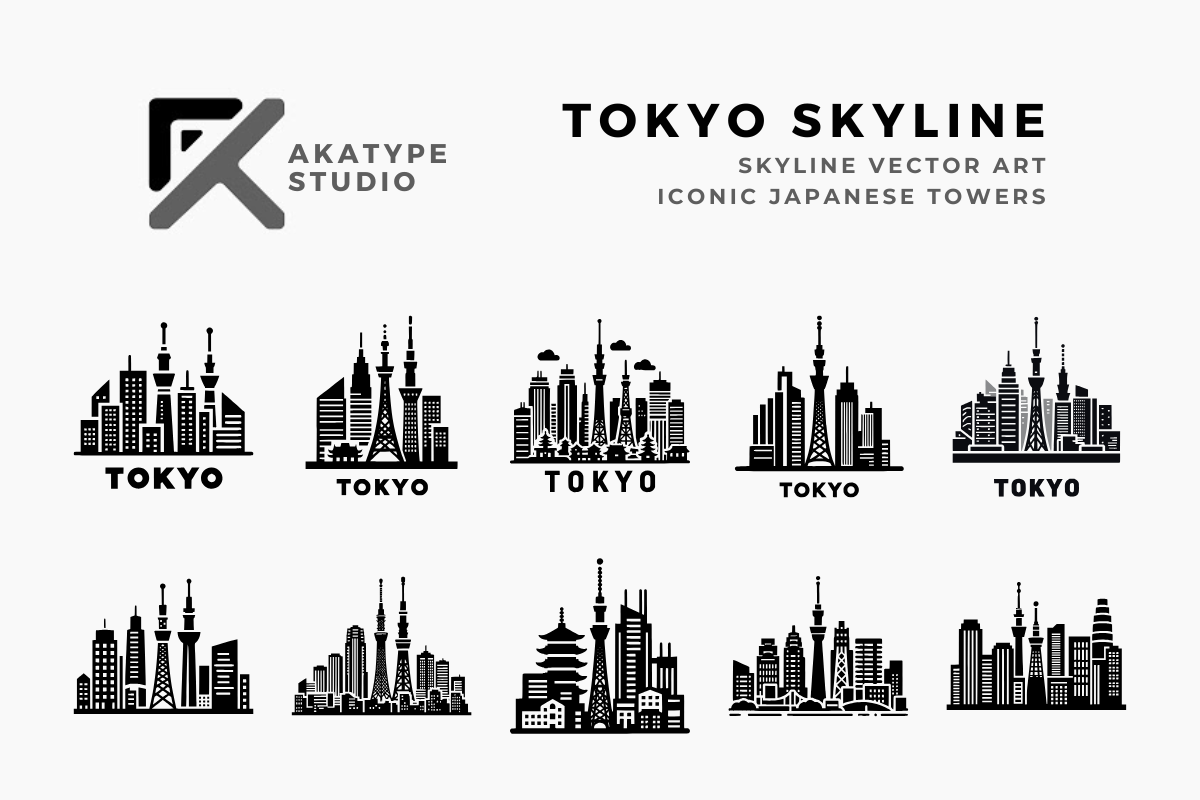 Tokyo Skyline Icon Vector, an Icon by Akatype Studio