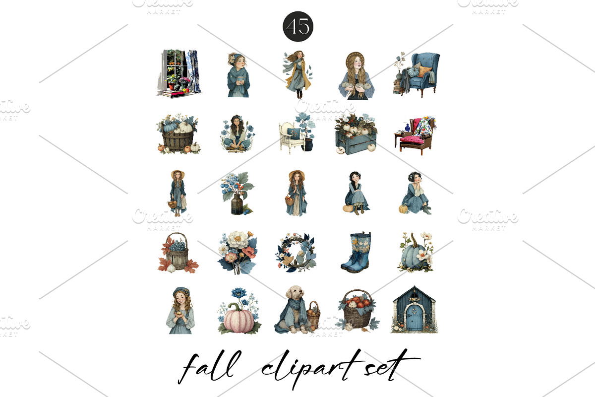 Watercolor Autumn Clipart Fall Set, an Illustration by CreationArt (Photo 6 of 7)