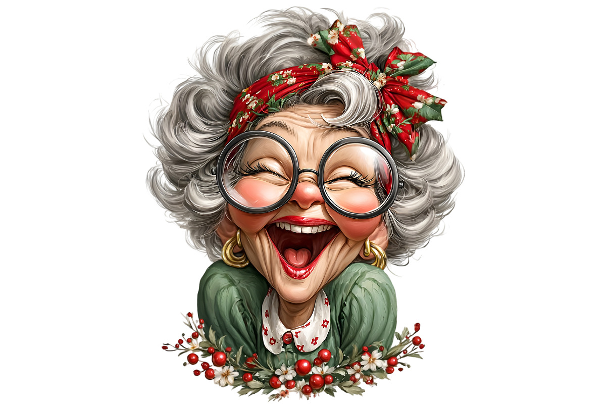 Funny Christmas Grandma PNG, an Illustration by Craft Nest (Photo 4 of 11)