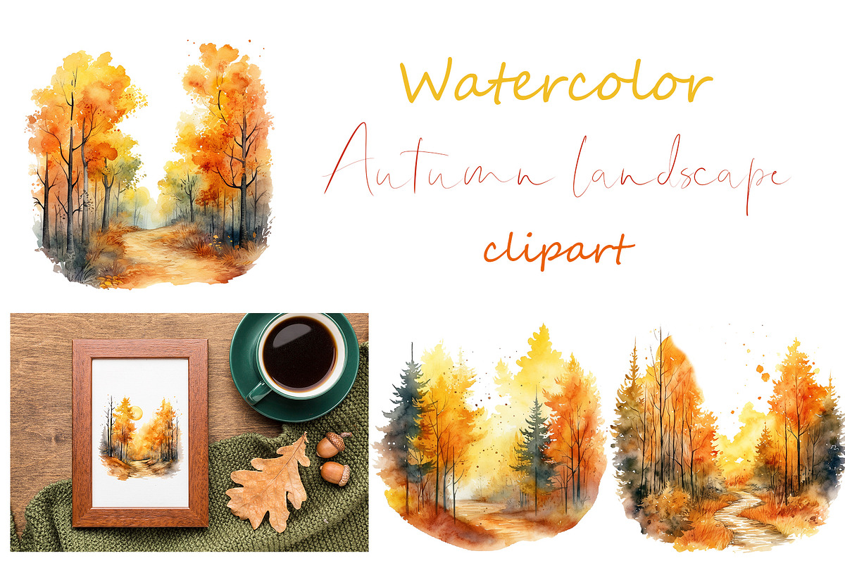 Watercolor autumn tree clipart, fall, an Object Graphic by KomtsyanTatyanaArt (Photo 1 of 3)