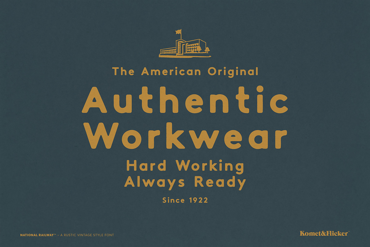 National Railway - A Rustic Font, a Sans Serif Font by Komet & Flicker (Photo 6 of 15)