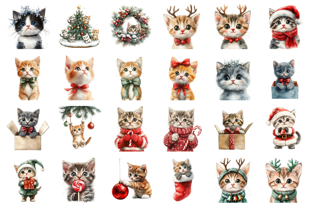 Kitten Christmas Clipart Png, an Illustration by SinaCreation (Photo 2 of 5)