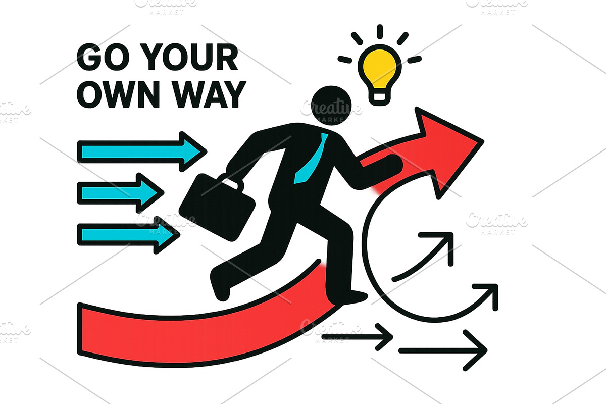 Businessman running towards success, a Person Illustration by ZinetroN