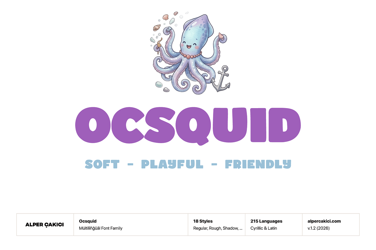 Ocsquid Fun Display Font, a Sans Serif Font by alpercakici (Photo 1 of 21)