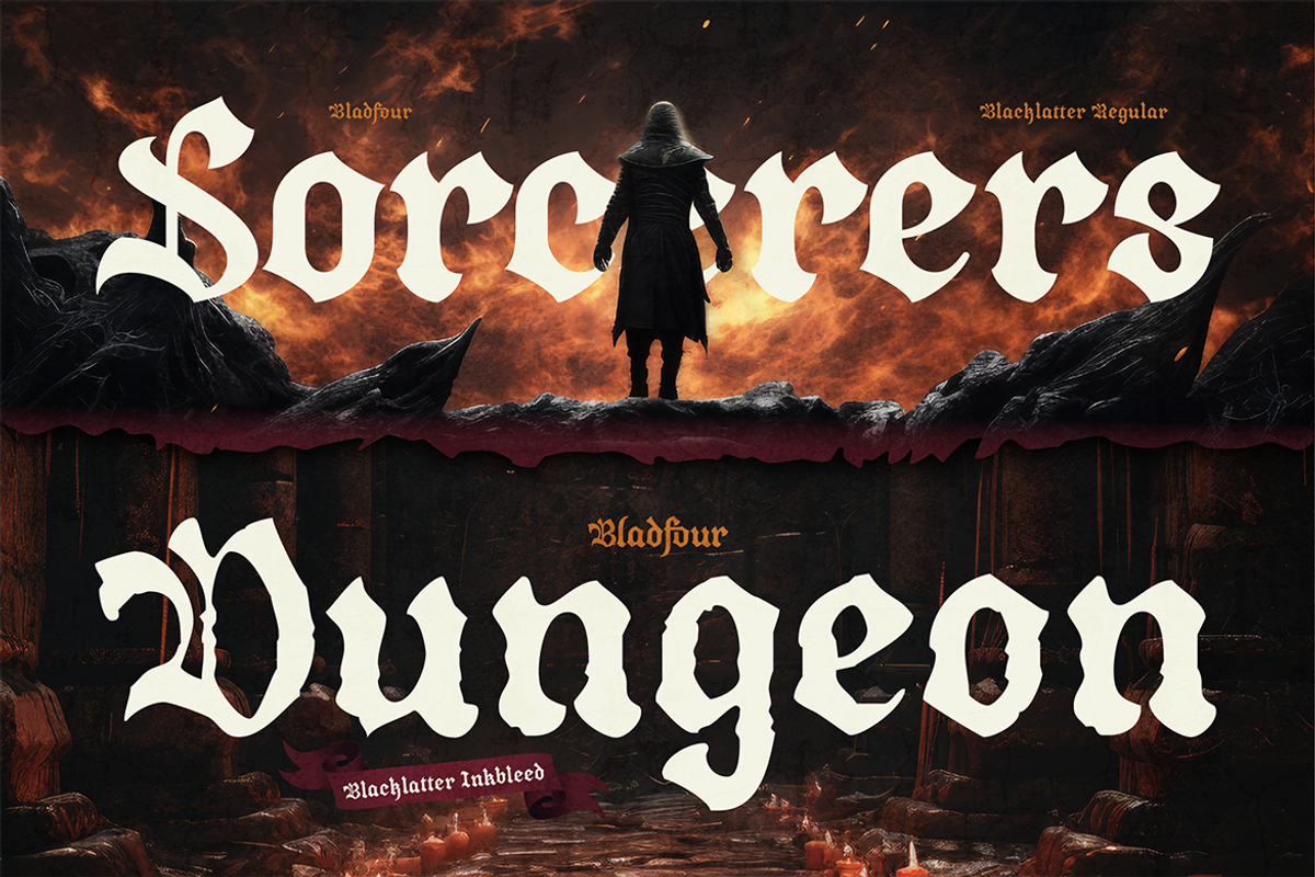 Bladfour - Epic Blackletter Typeface, a Blackletter Font by Burntilldead (Photo 5 of 11)