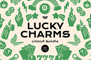 Lucky Charms Linocut Bundle, an Illustration by ClayStudio (Thumbnail 1 of 8)