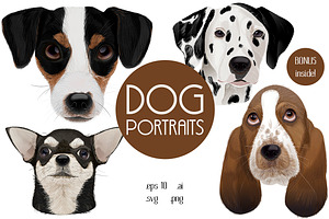 Dog portraits.Vector illustrations.