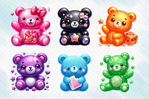 Cute Gummy Bears Sublimation Clipart