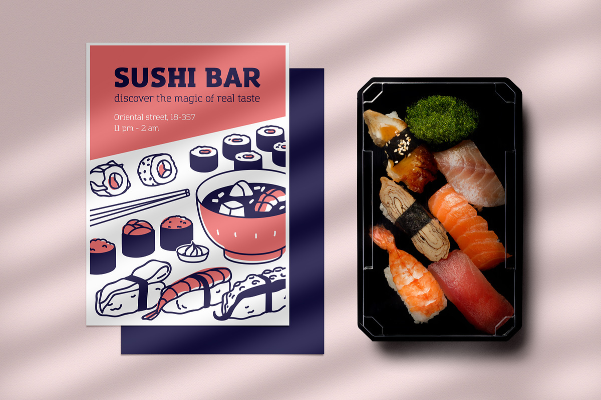Sushi, Japan food posters, banners, a Background Graphic by Good Studio (Photo 4 of 6)