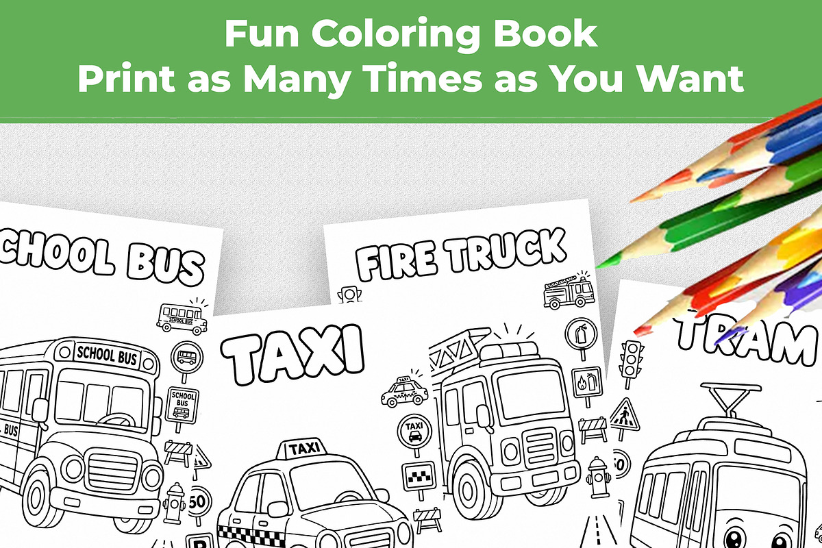 Transportation Coloring Book for Kid, an Education Illustration by Mohammad Sarfaraz (Photo 4 of 17)