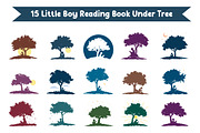 15 Boy Reading Book Under Tree, an Illustration by jongcreative (Thumbnail 1 of 4)