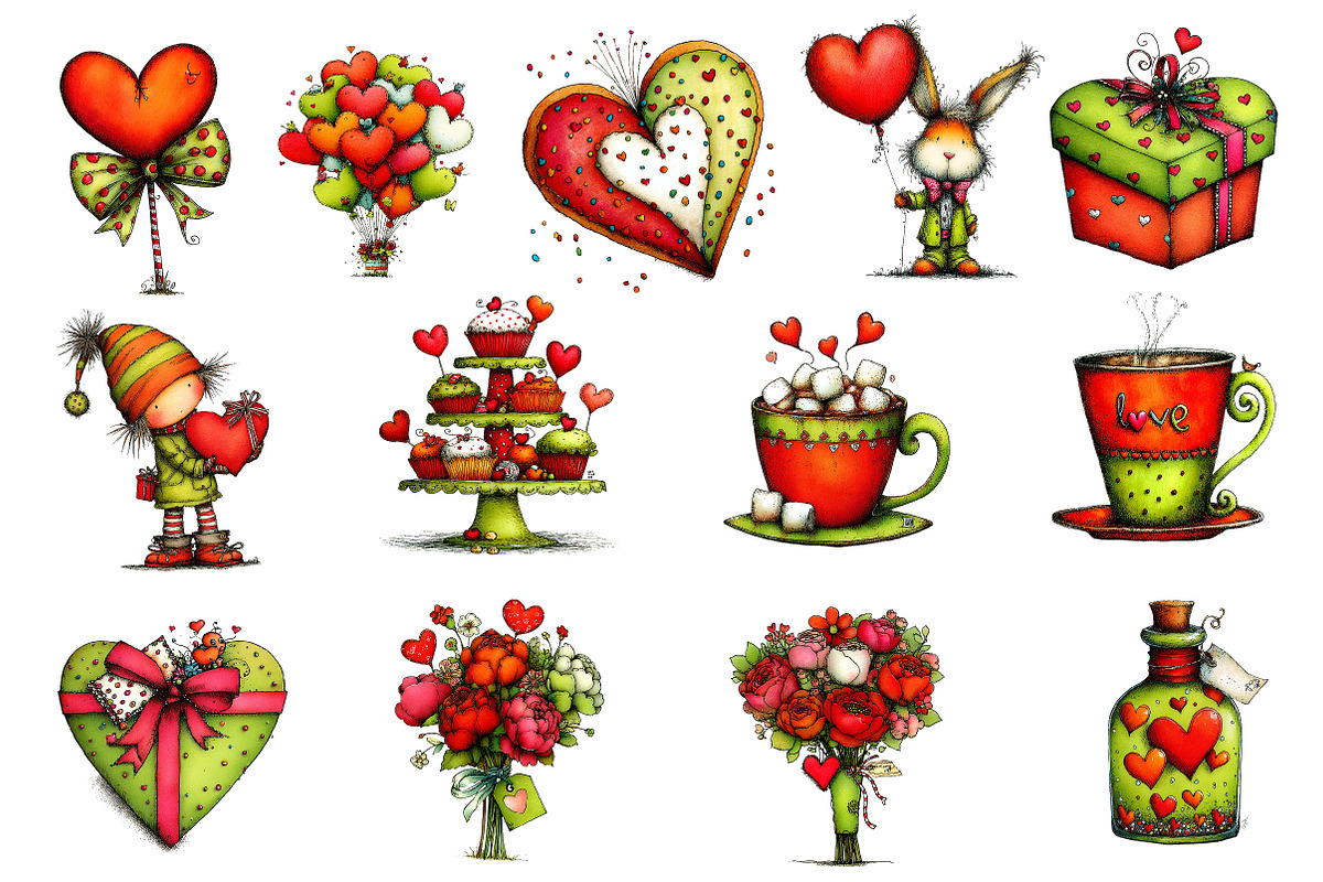 Cute Valentine's Day Clipart, an Illustration by Dream Creation (Photo 4 of 4)