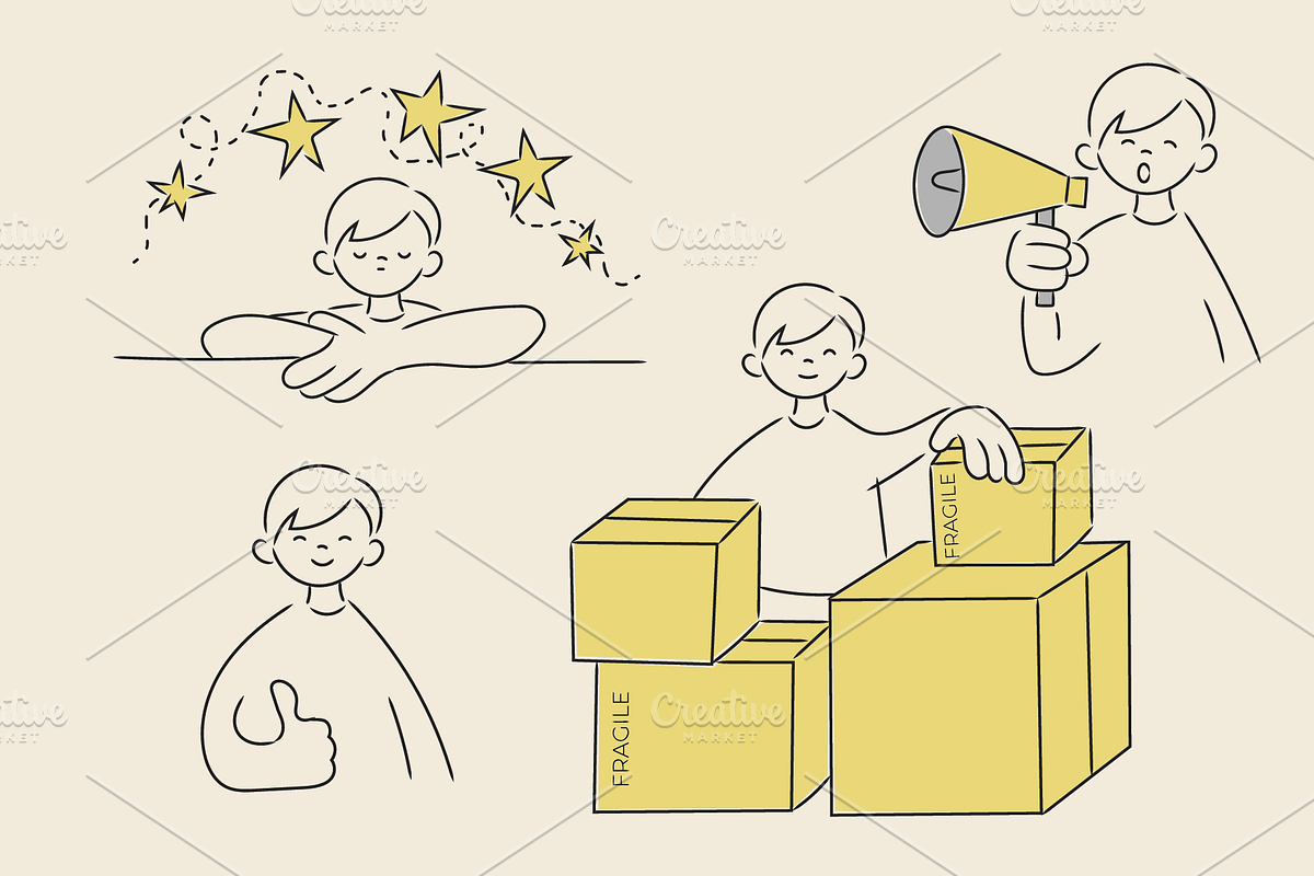 TOMMY PNG LINE ART (45 elements), a Person Illustration by Bonfloret Studio (Photo 6 of 10)
