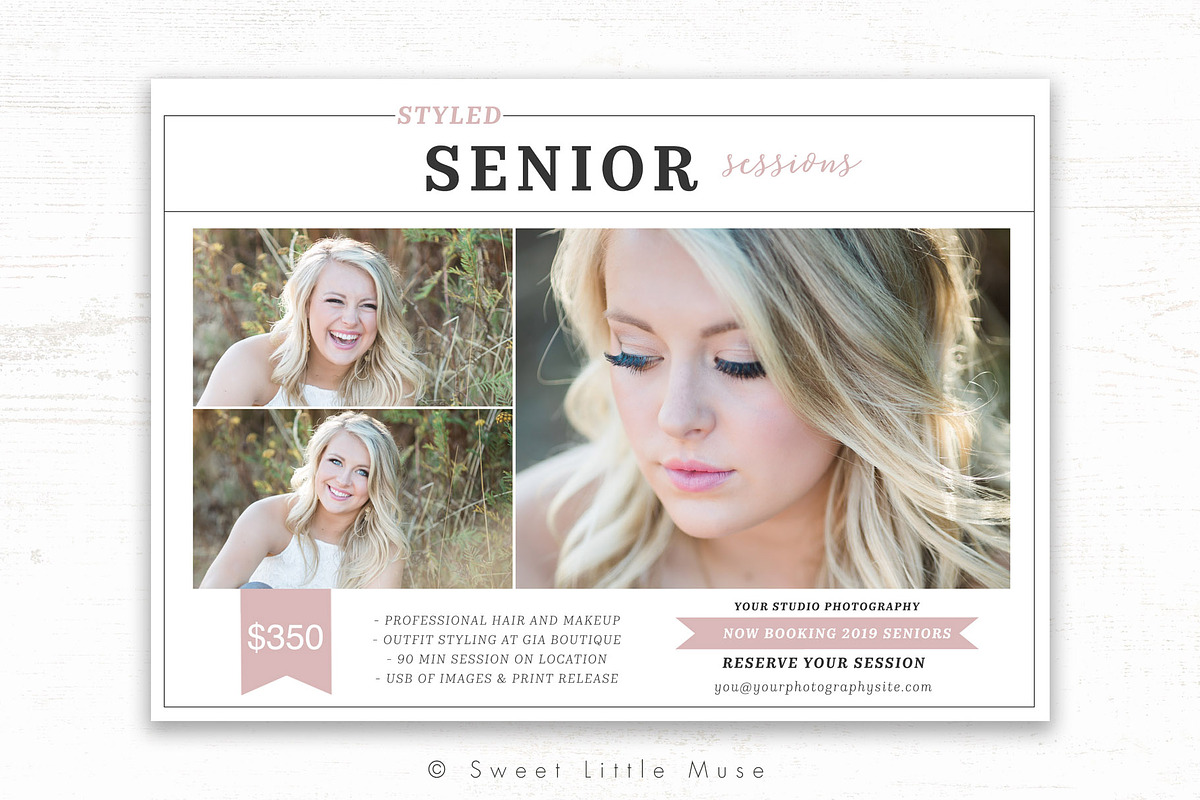 Senior Photography Marketing Flyer, a Flyer Template by Sweet Little Muse