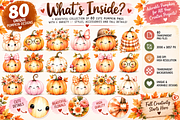 Cute Pumpkin Watercolor Clipart, an Object Illustration by Daffodil Dream Studio (Thumbnail 2 of 3)