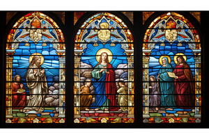 window catholic stained glass ai, an Architecture Photo by pikepicture