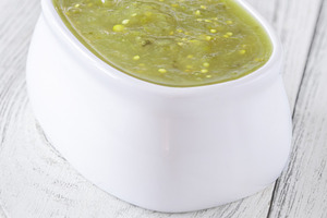 White bowl of salsa verde, a Food & Drink Photo by Alexander Prokopenko
