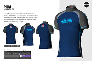 3D Men's Rash Guard SS Mockup