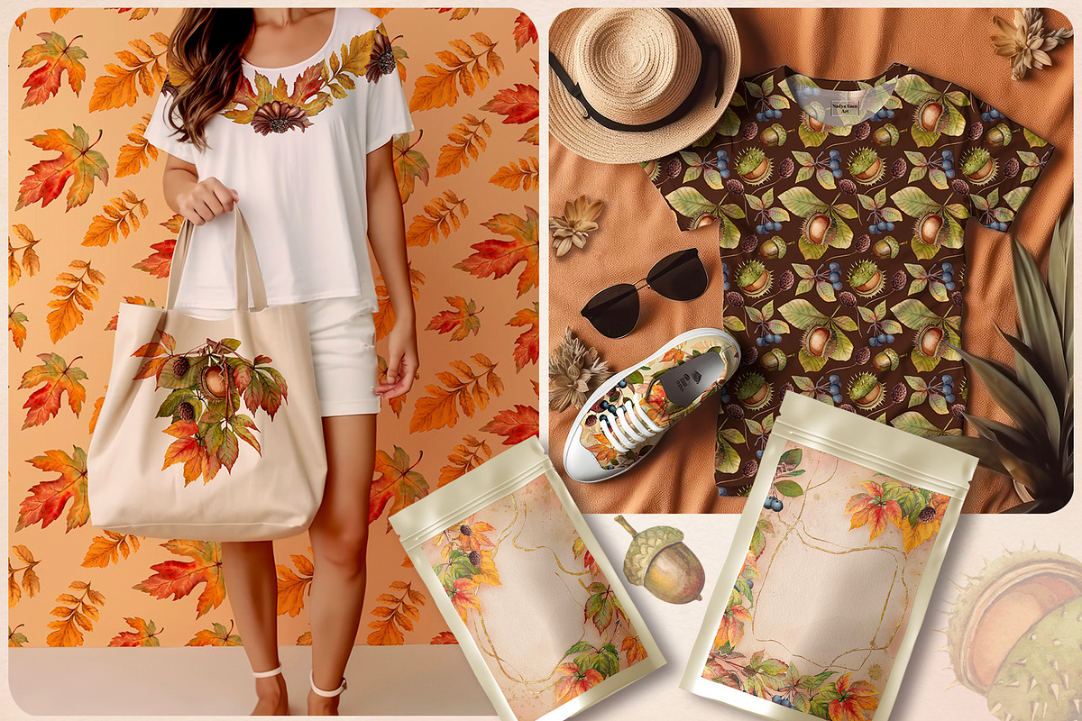 Fall Vibes watercolor floral clipart, an Illustration by Nadya Saen Art (Photo 5 of 15)