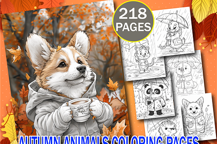 Autumn Animals Adult Coloring Pages, an Animal Illustration by Design Zone