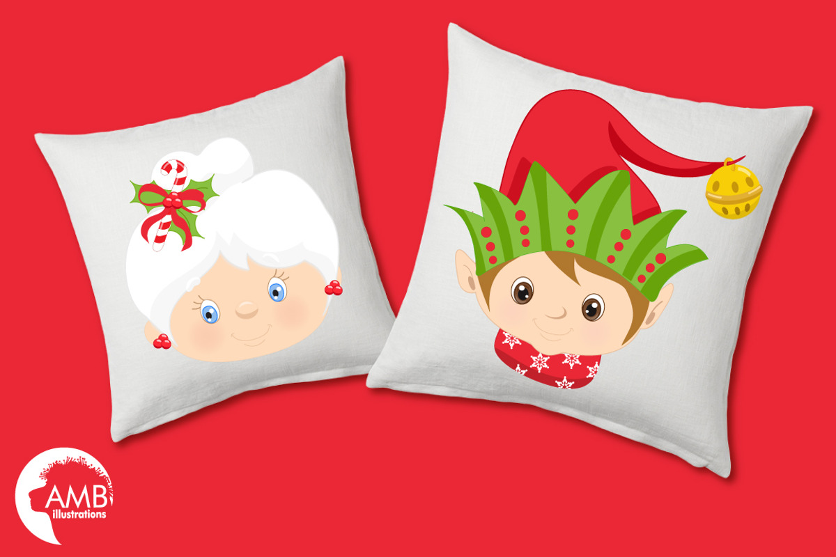 Christmas Faces Clipart, AMB-191, an Illustration by AMBillustrations (Photo 3 of 5)
