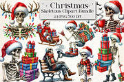 Christmas Skeletons Clipart Bundle, an Illustration by Libby Wishes (Thumbnail 1 of 6)