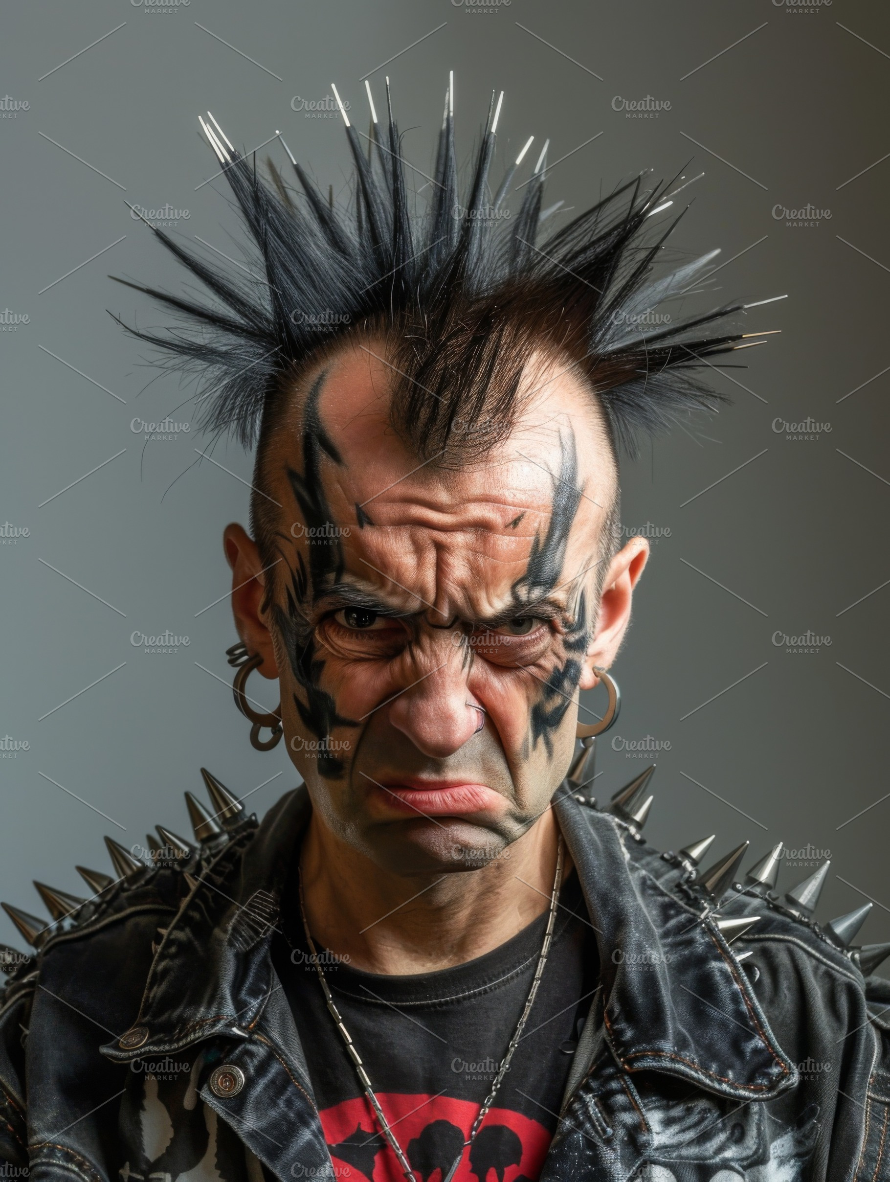 Angry punk with a mohawk., a Person Photo by Handmadefont