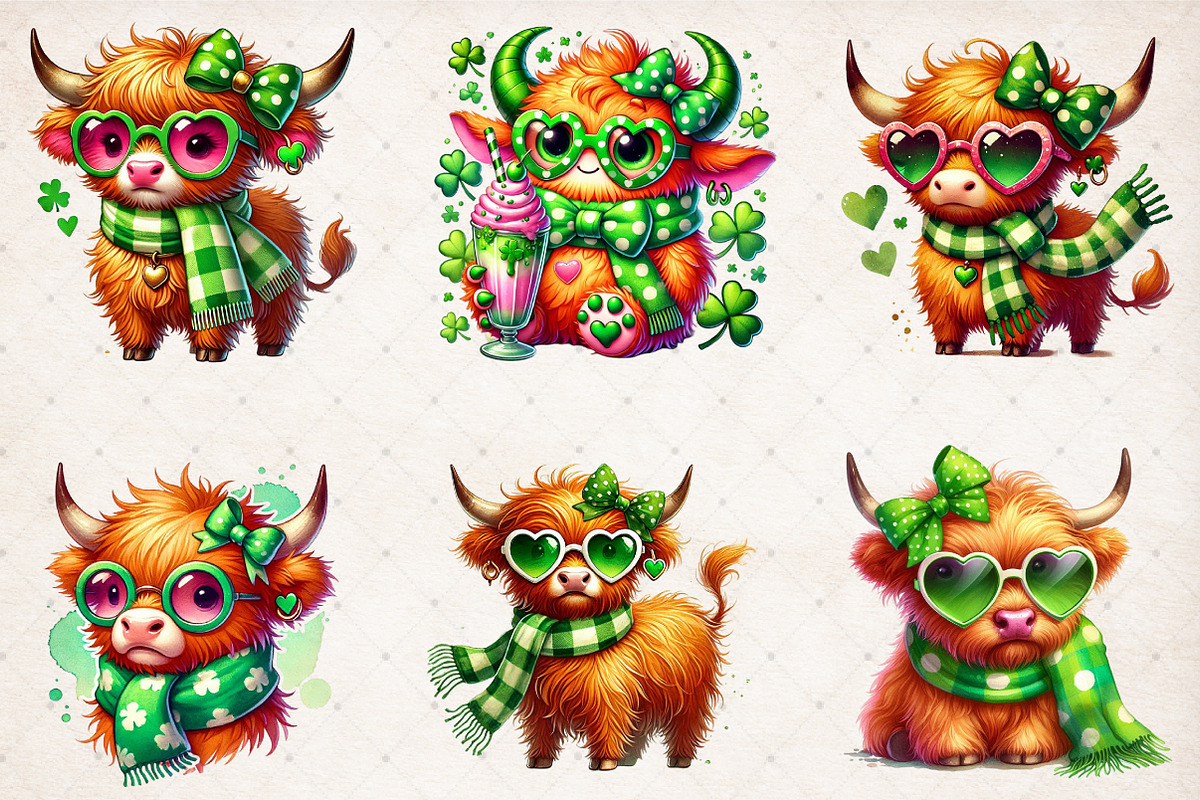 St. Patrick's Highland Cow PNG, an Illustration by SinaCreation (Photo 4 of 5)