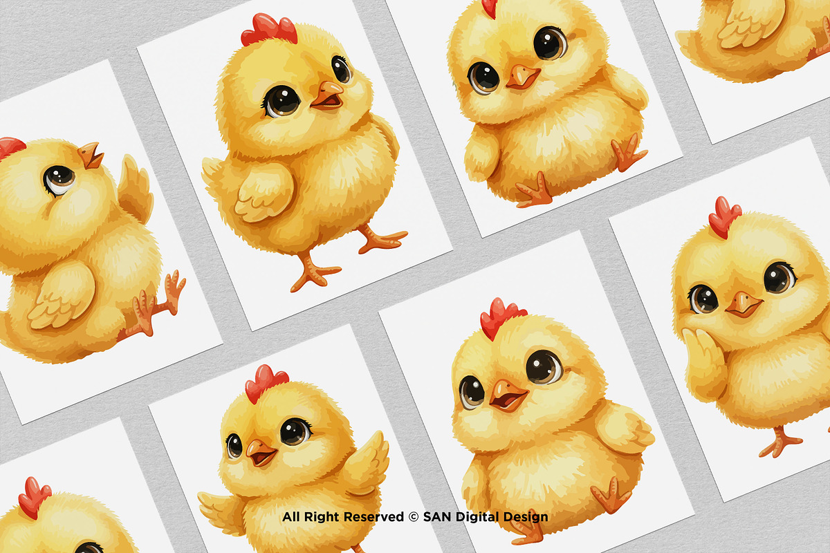 15 Bundle Watercolor Cute Chicks, an Animal Illustration by Morspective (Photo 3 of 8)
