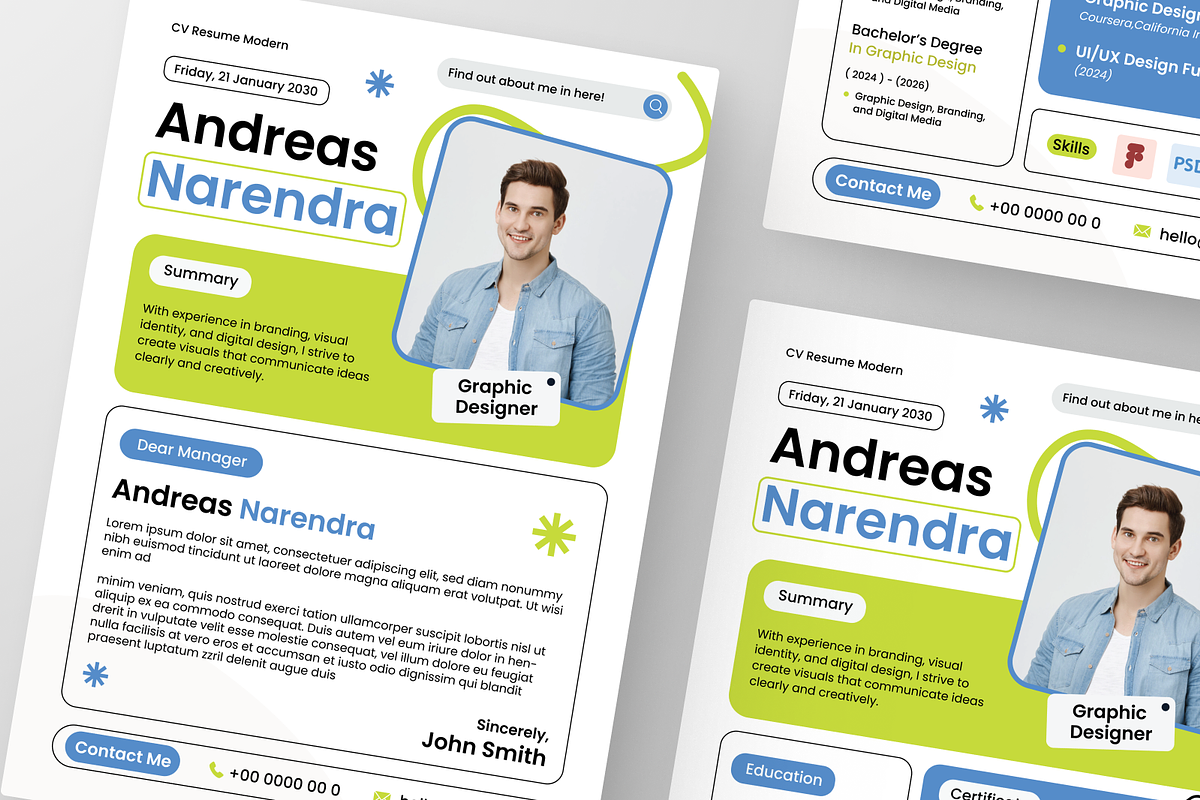 Modern Graphic Designer CV Resume, a Resume Template by Annora Studio (Photo 3 of 6)