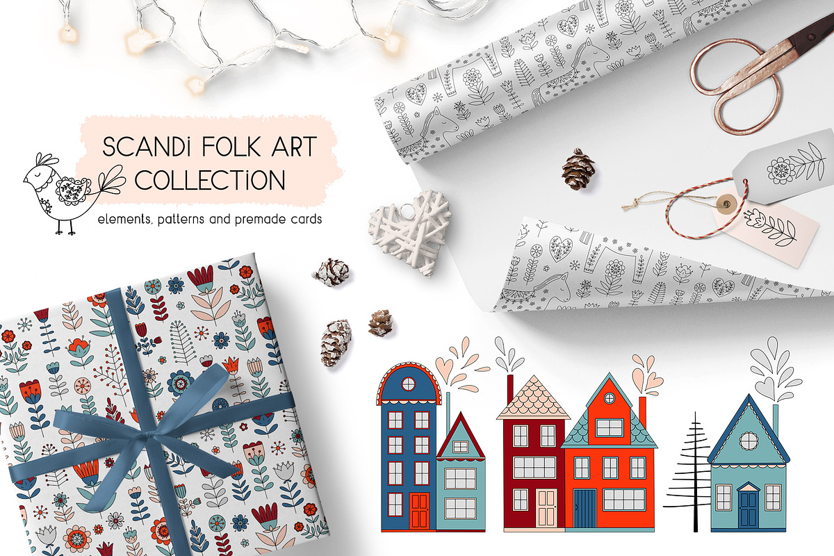 Scandi Folk Art collection, a Decorative Illustration by alenaganzhela (Photo 1 of 10)