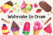 Watercolor Ice Cream Collection, a Decorative Illustration by Olga Alexeenko (Thumbnail 1 of 5)